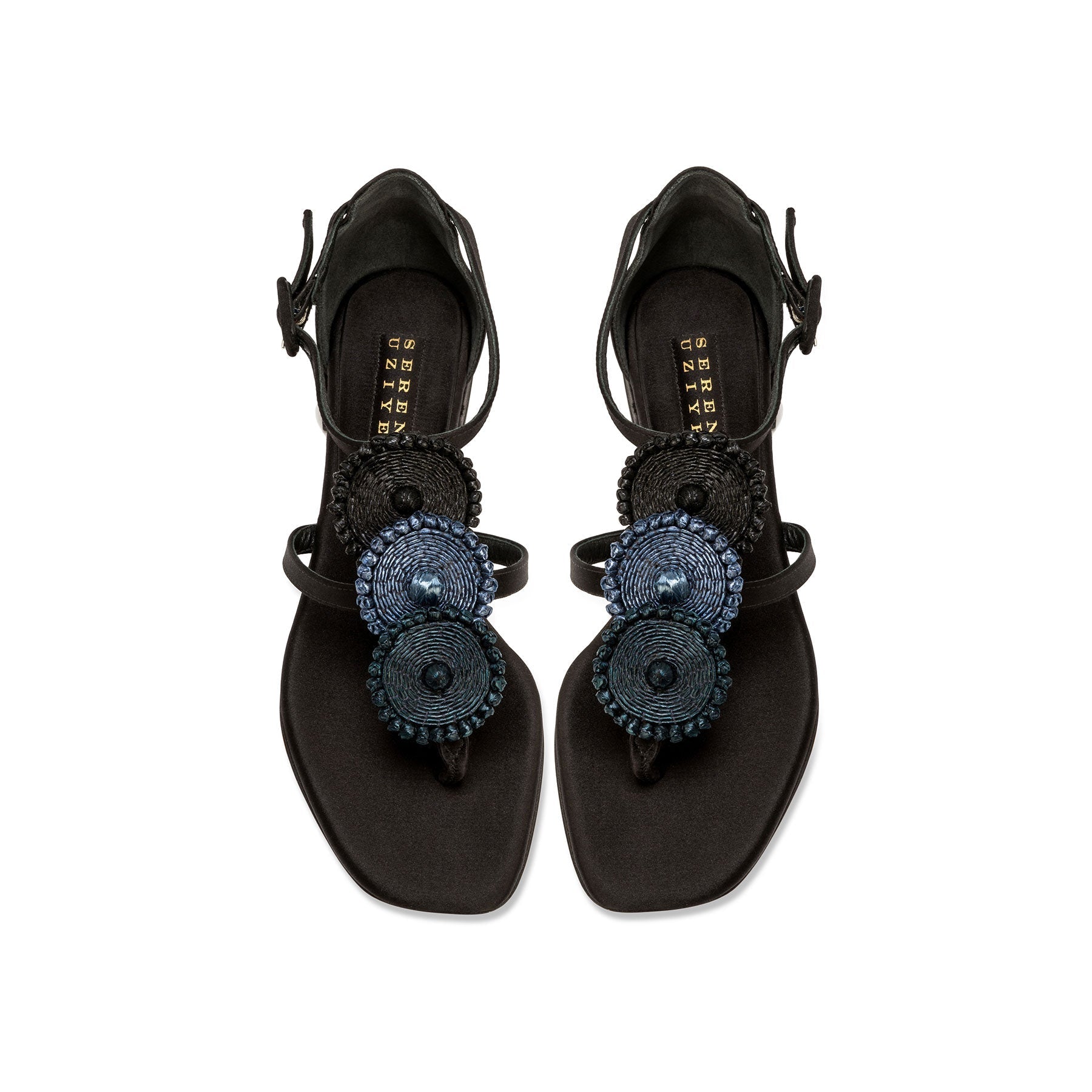 Coins Black Flat Ankle Toe Sandal