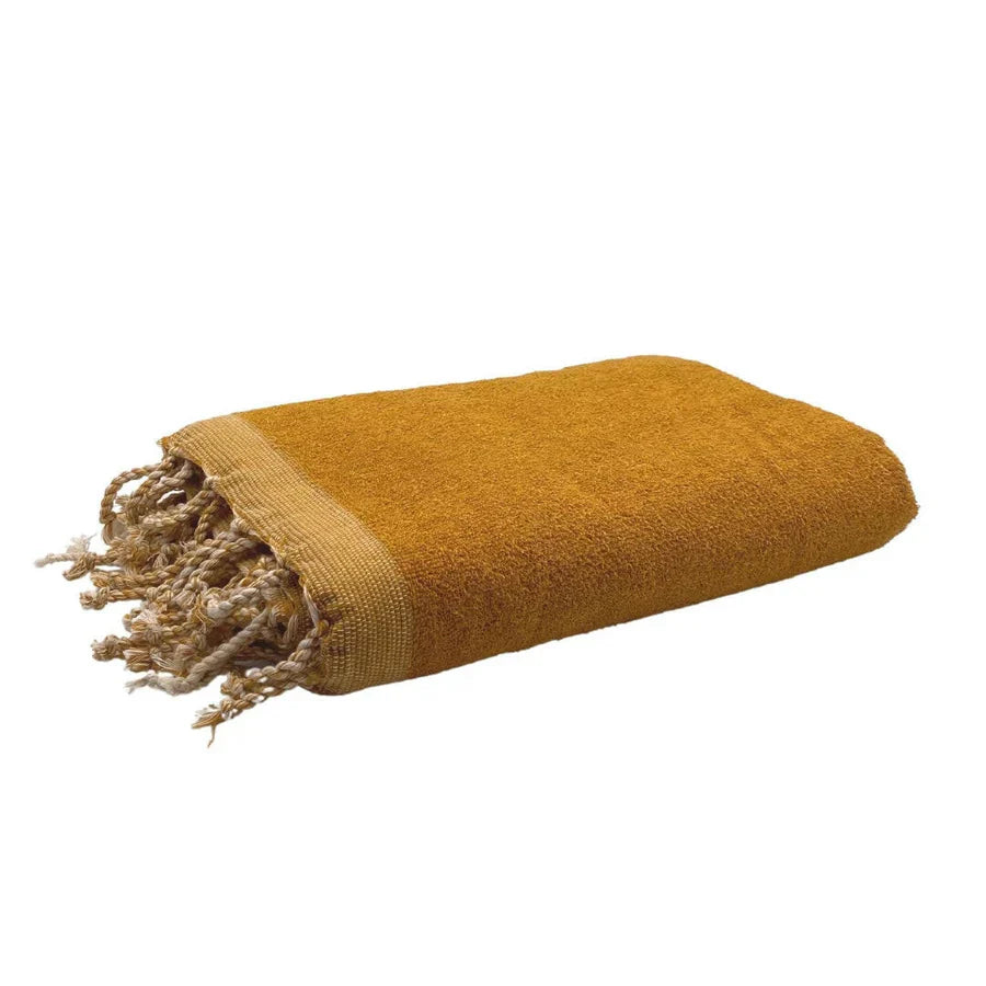 Fouta Doublée Éponge - Jaune Moutarde