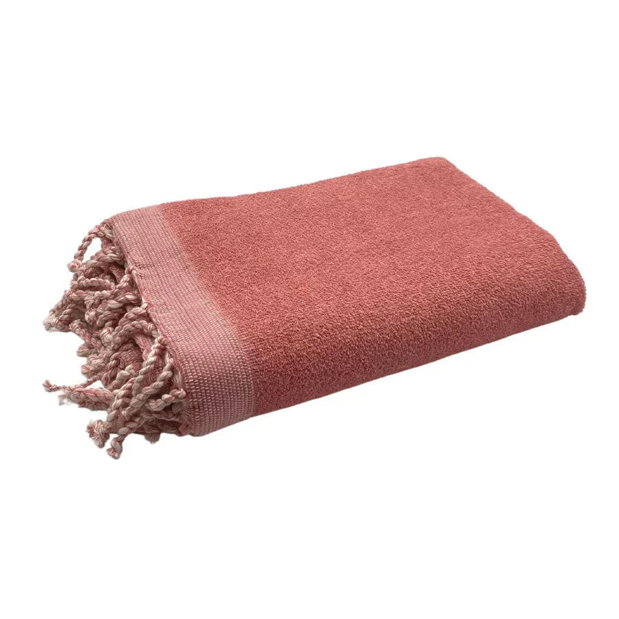 Fouta Doublée Éponge - Rose Poudré