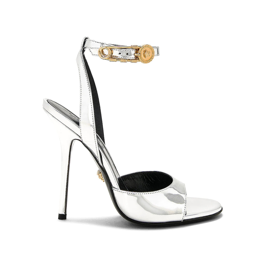 Versace Patent Leather Sandals - Silver - Femme