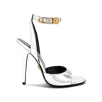 Versace Patent Leather Sandals - Silver - Femme