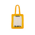 Casablanca Logo Cotton Crochet Tote Bag - Yellow - Femme