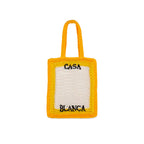 Casablanca Logo Cotton Crochet Tote Bag - Yellow - Femme