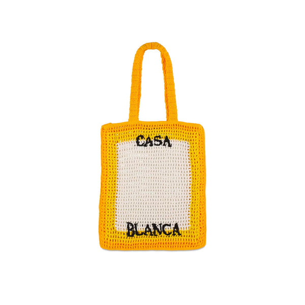 Casablanca Logo Cotton Crochet Tote Bag - Yellow - Femme