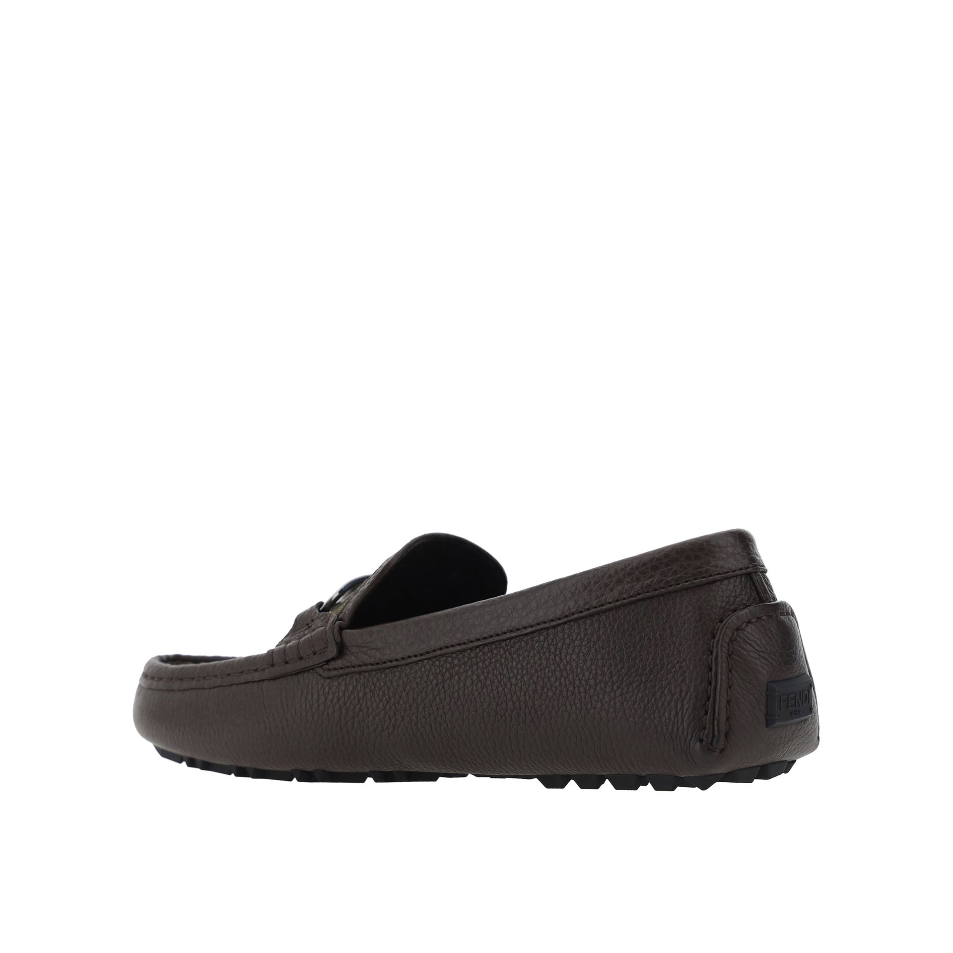 Mocassins Fendi Leather Monogram - Brown - Homme