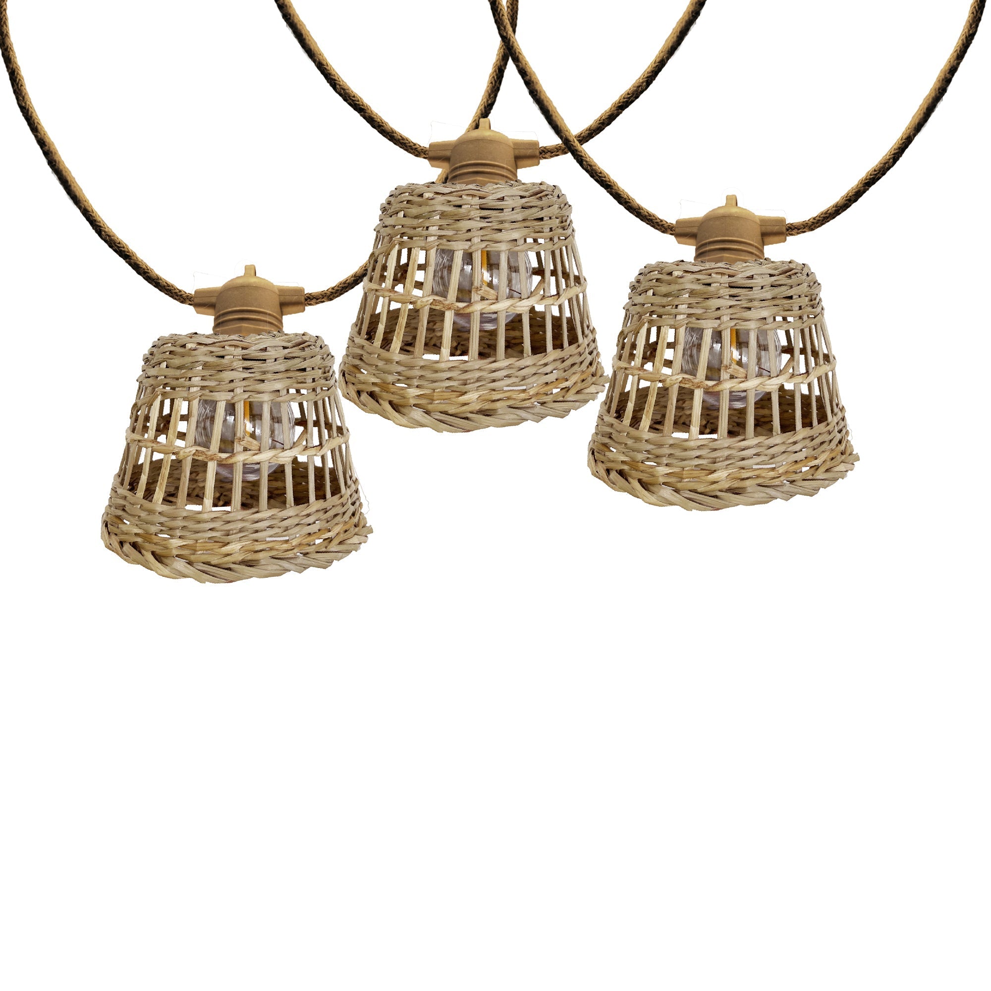Samoa - Guirlande Solaire Hybride - Rotin - Beige