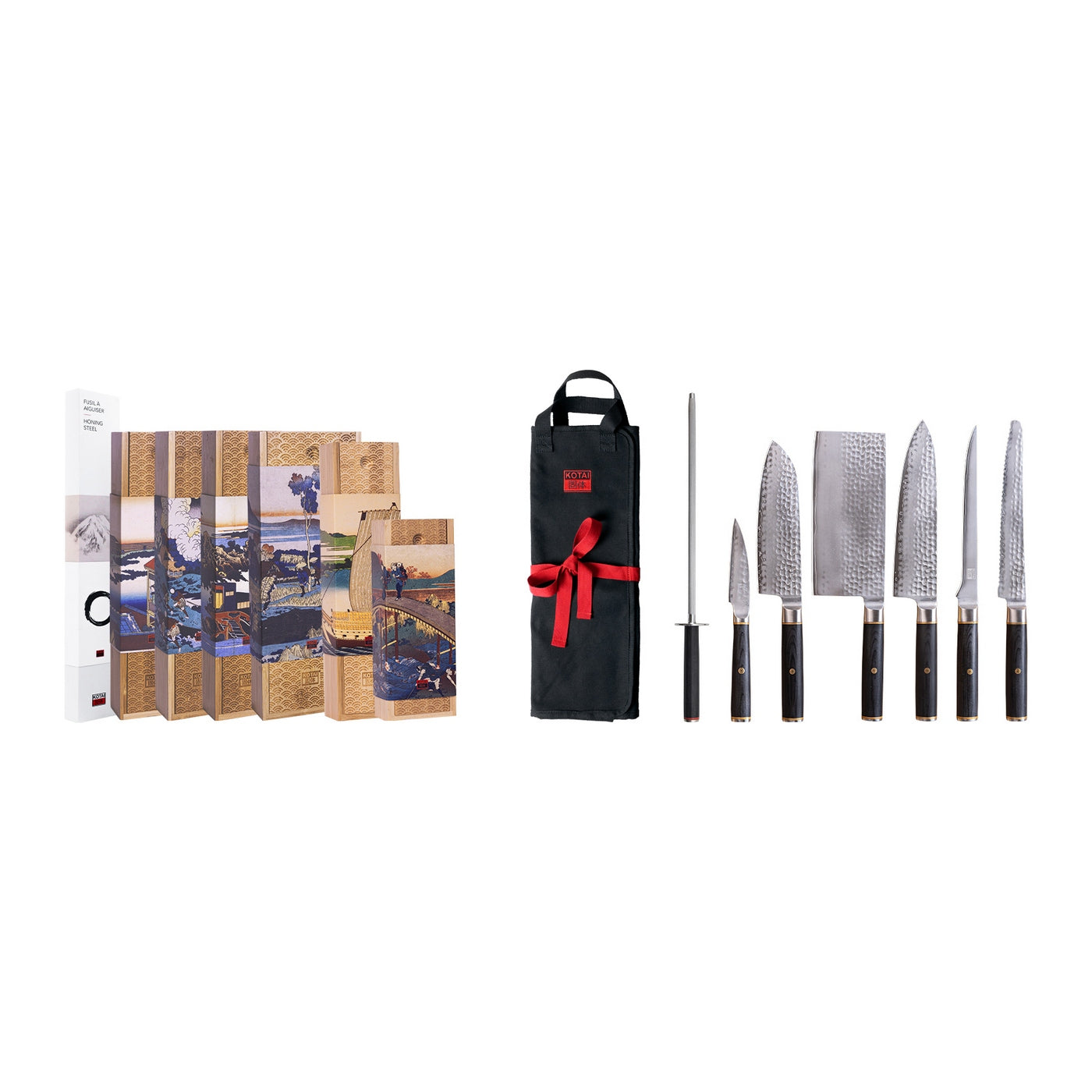 Collection Pakka San-Mai - Set Complet Nomade 8 Pièces : 6 Couteaux + 2 Accessoires