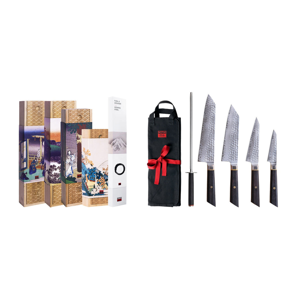 Collection Bunka San-Mai - Set Complet Nomade 6 Pièces : 4 Couteaux + 2 Accessoires
