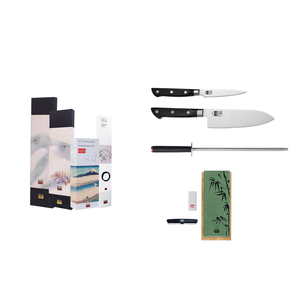 Collection Hashi Classique - Set De Base Deluxe 4 Pièces : 2 Couteaux + 2 Accessoires