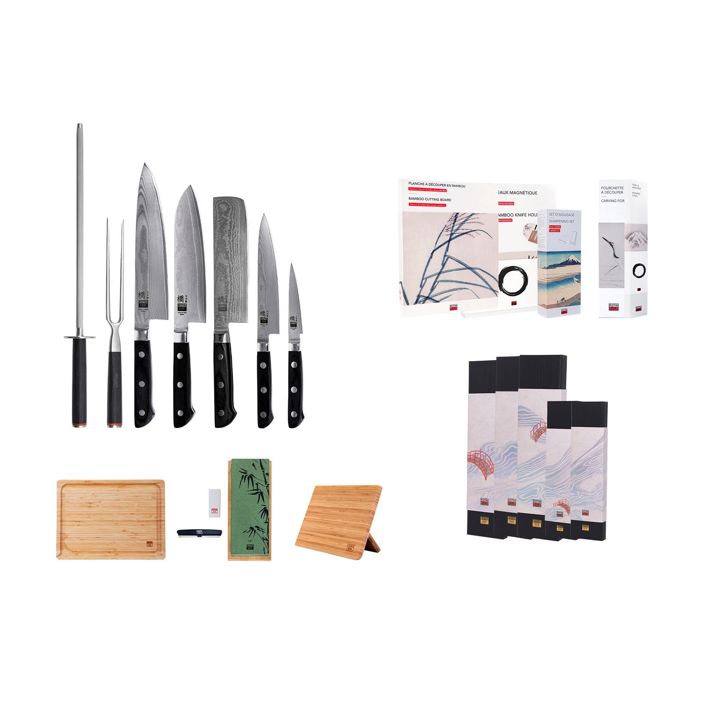 Collection Hashi Damas - Set Complet Deluxe 10 pièces : 5 couteaux + 5 accessoires