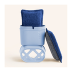 Eponge lavable bleu avec support
