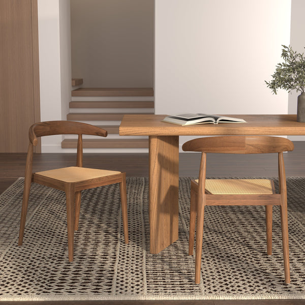 2 chaises alia bois et cannage rotin