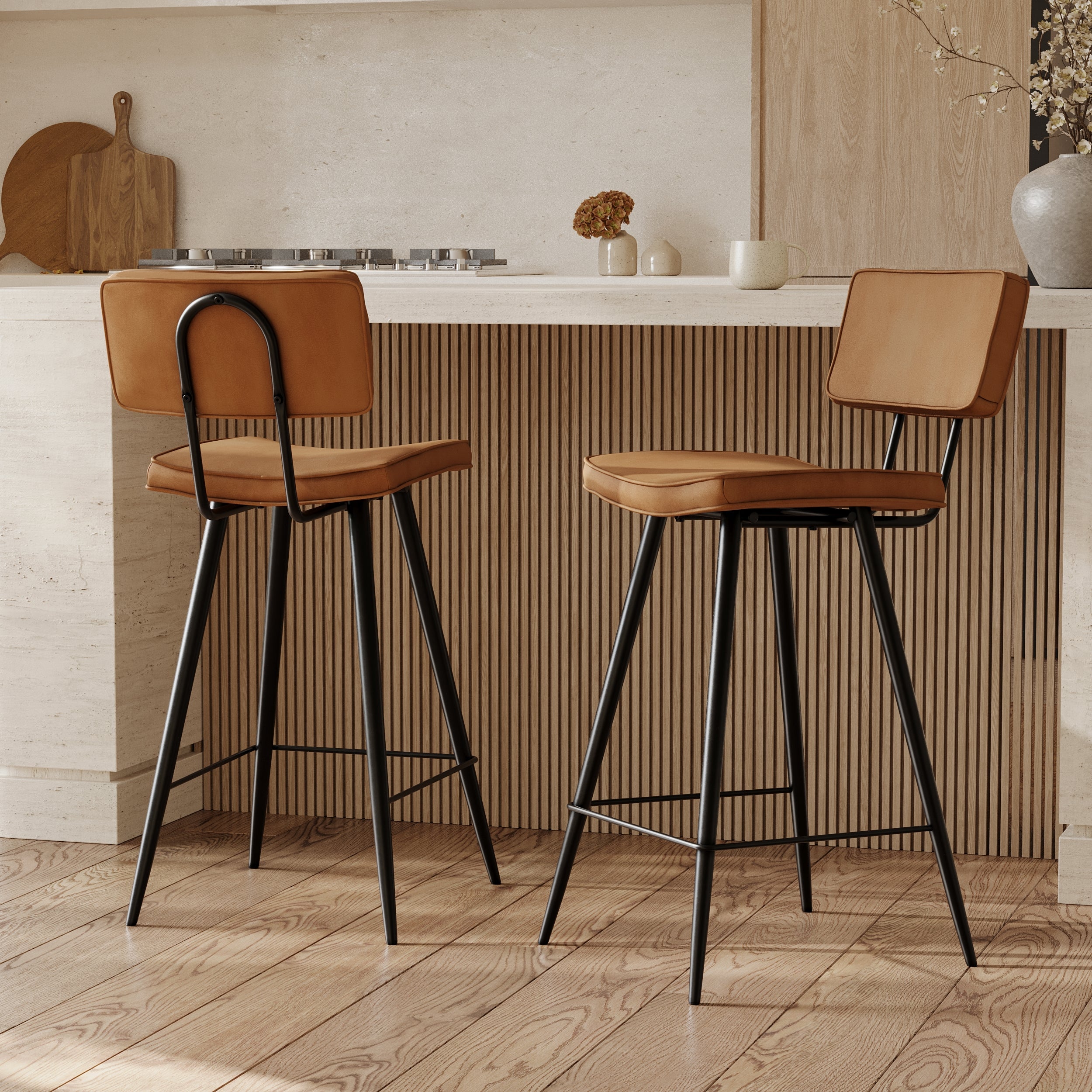 Lot De 2 Tabourets De Bar Texas - Camel