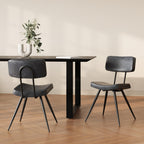 2 chaises en cuir synthetique noir et gris fonce texas