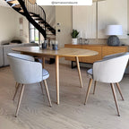 2 chaises en tissu beige chiara pied imitation bois rdv deco