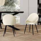 2 chaises en tissu boucle beige pieds noirs