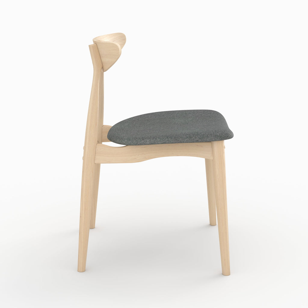 2 chaises josette tissu gris bois hevea clair