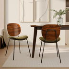 2 chaises marron et kaki en velours