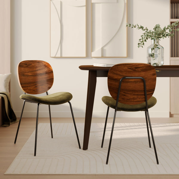 2 chaises marron et kaki en velours