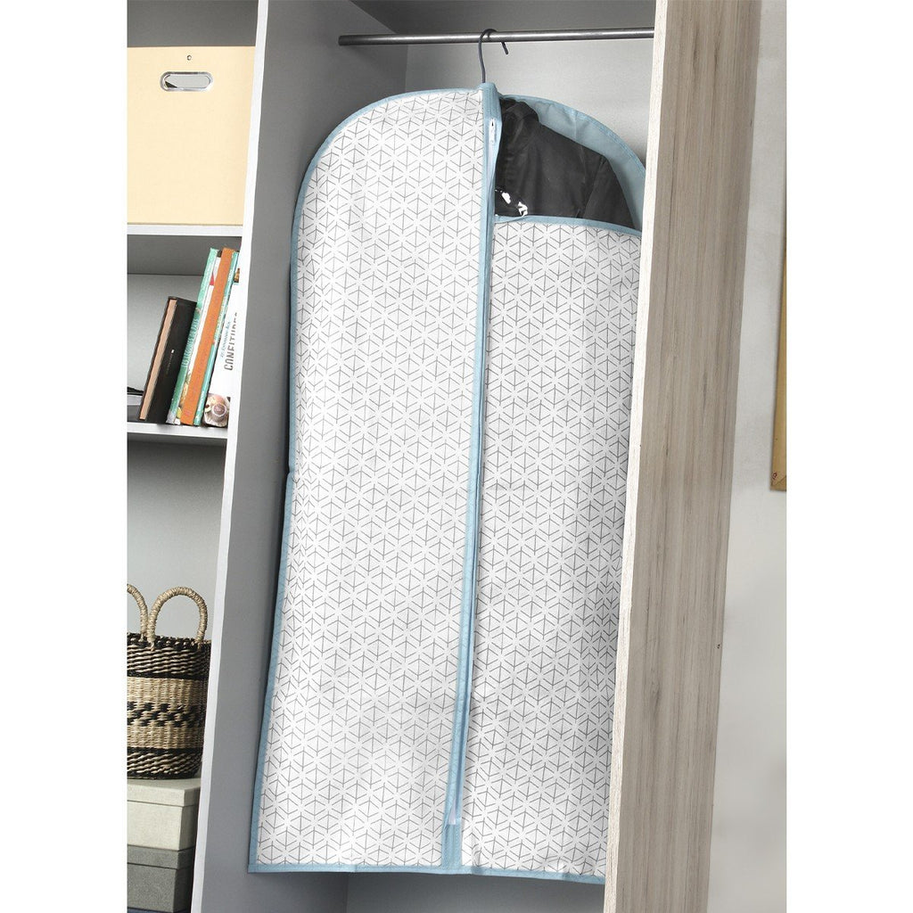 2 Housses Pour Vêtement Blanc Et Bleu - H120 cm - Blanc