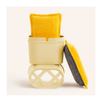 Eponge lavable jaune avec support