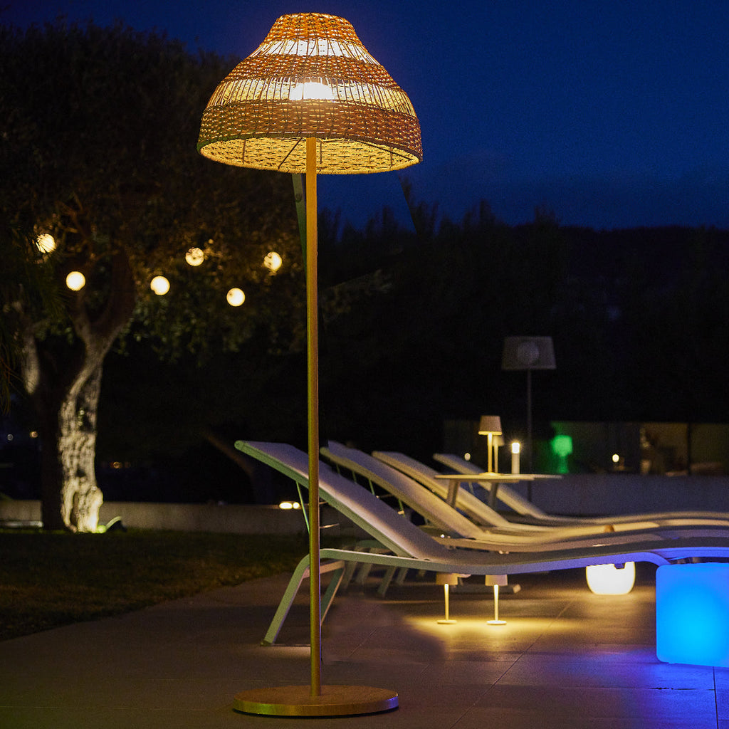 Elion - Lampadaire Sans Fil - Polyrotin - Beige