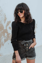 Blouse Lila Noir Coton