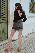 Blouse Lila Noir Coton