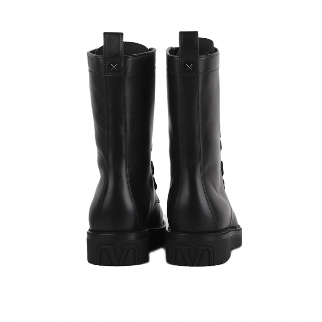 Bottes Valentino Garavani Combat Leather - Black - Homme