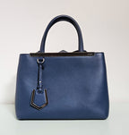 Fendi 2Jours Blue Leather Tote Bag