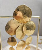 Boucles D’Oreilles Sonia Rykiel Vintage Maxi Chandelier En Plaqué Or Martelé