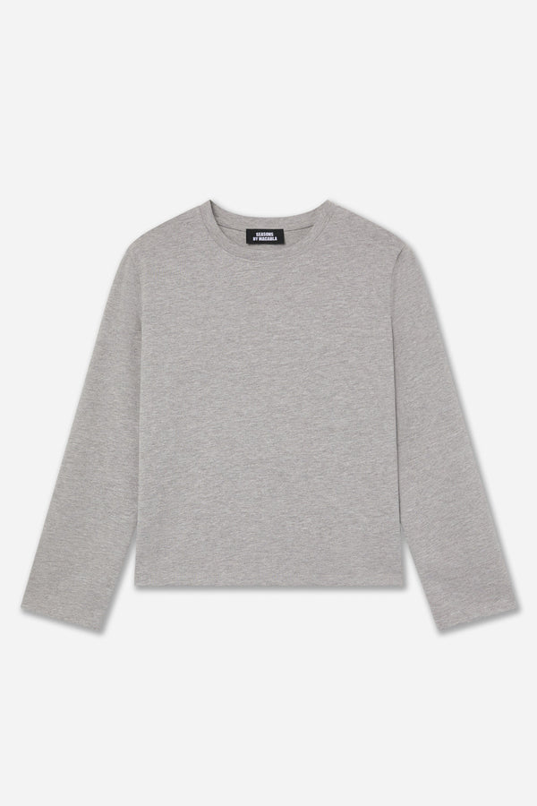 T-Shirt Gris À Manches Longues En Coton