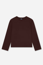 T-Shirt Marron À Manches Longues En Coton