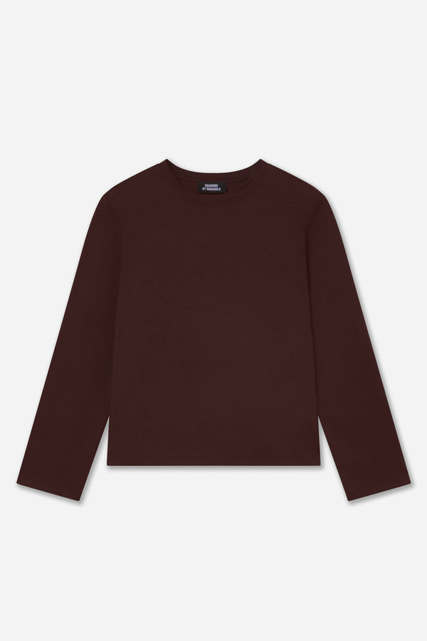 T-Shirt Marron À Manches Longues En Coton