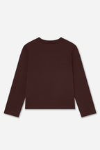 T-Shirt Marron À Manches Longues En Coton
