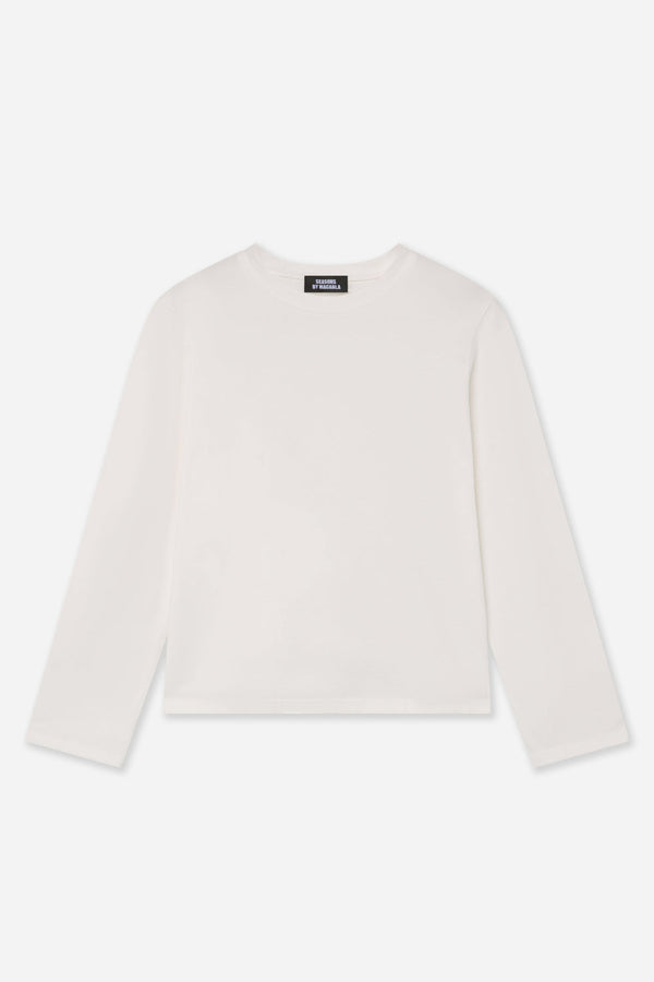 T-Shirt Blanc À Manches Longues En Coton