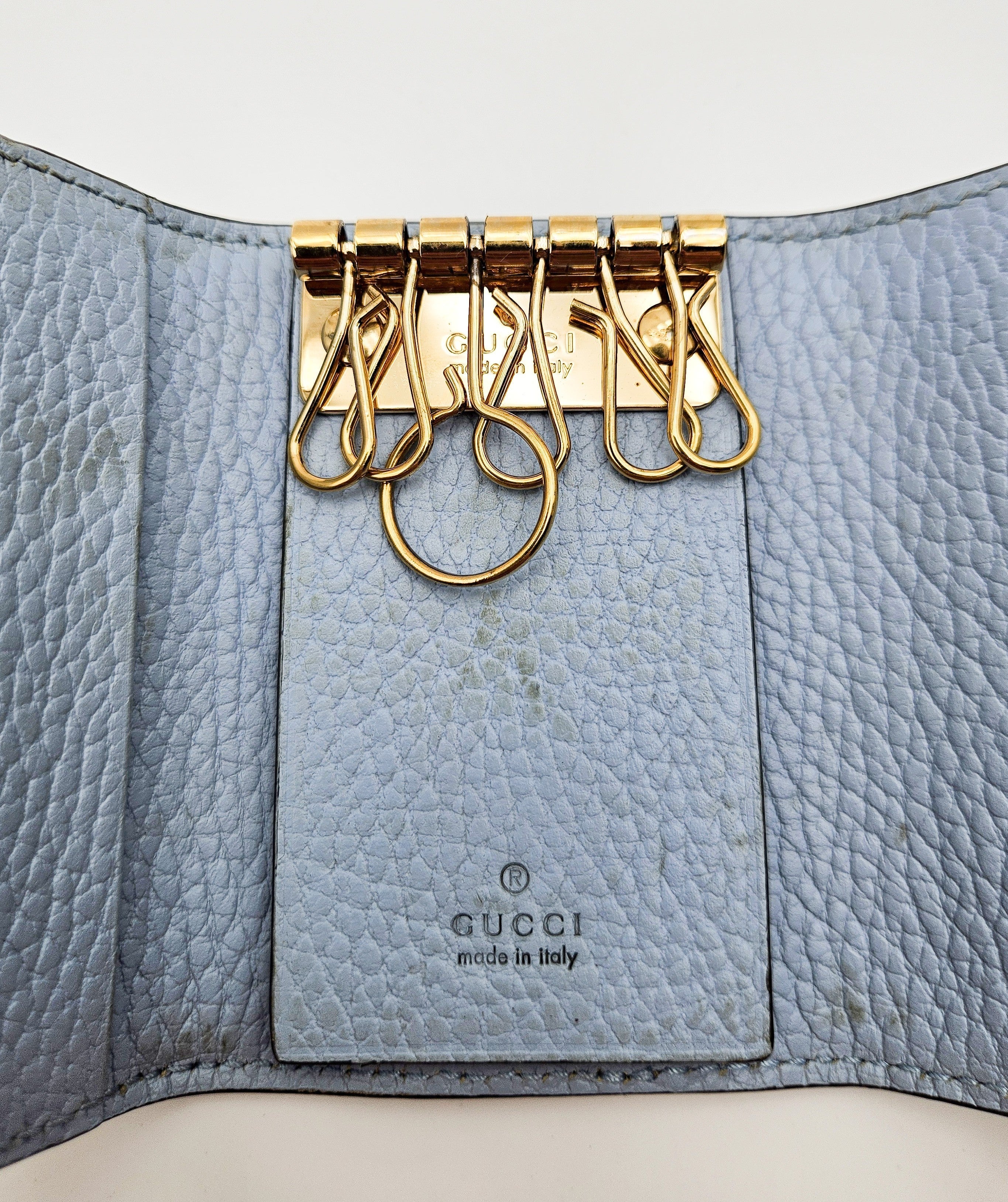 Porte-Clés Gg Marmont Cuir Bleu Pastel