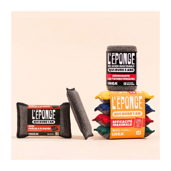 Pack Éponges 4 Couleurs, Éponges Acier Et Poêles & Plaques