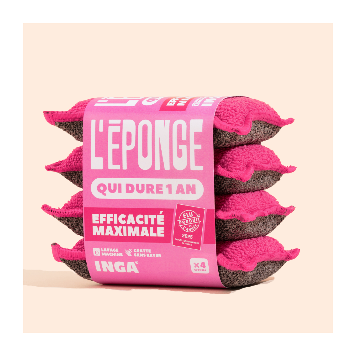 Éponges Lavables 4 Roses