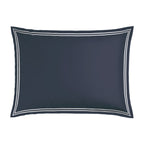 Biarritz - Set De 2 Taies D'Oreiller - Satin De Coton - Blanc / Bleu Fonce