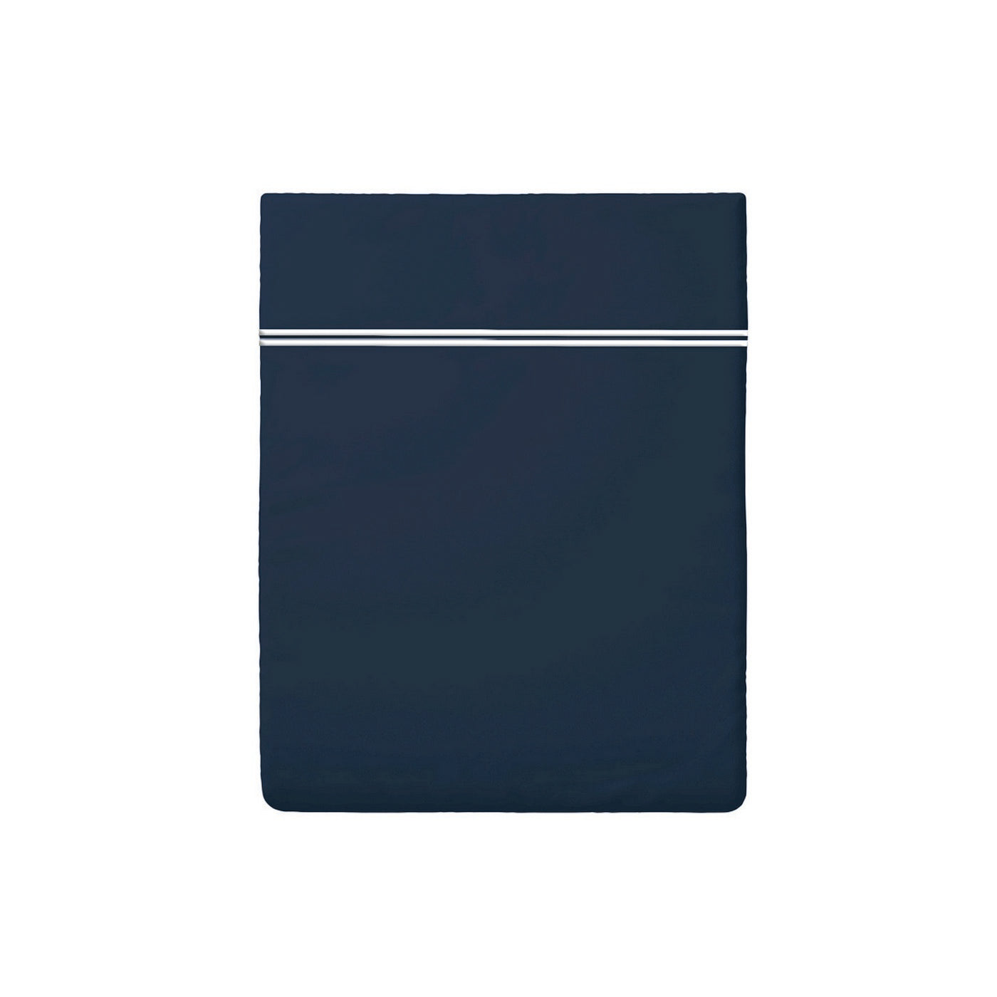 Biarritz - Drap Plat - Satin De Coton - Blanc / Bleu Fonce