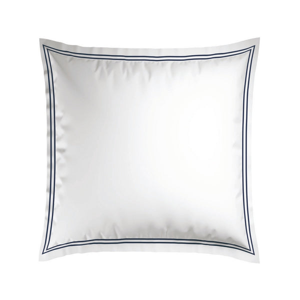 Biarritz - Set De 2 Taies D'Oreiller - Satin De Coton - Bleu Fonce / Blanc