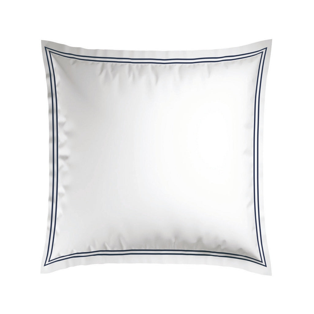 Biarritz - Set De 2 Taies D'Oreiller - Satin De Coton - Bleu Fonce / Blanc