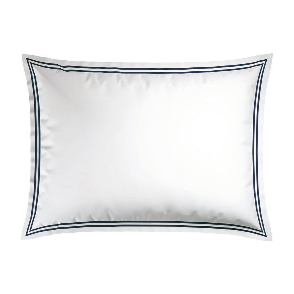 Biarritz - Set De 2 Taies D'Oreiller - Satin De Coton - Bleu Fonce / Blanc