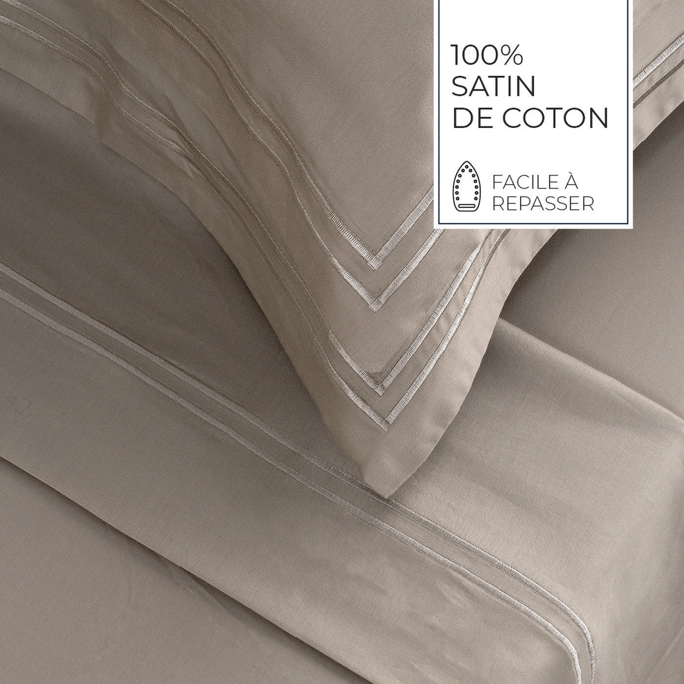 Biarritz - Ensemble De Draps - Satin De Coton - Taupe / Taupe