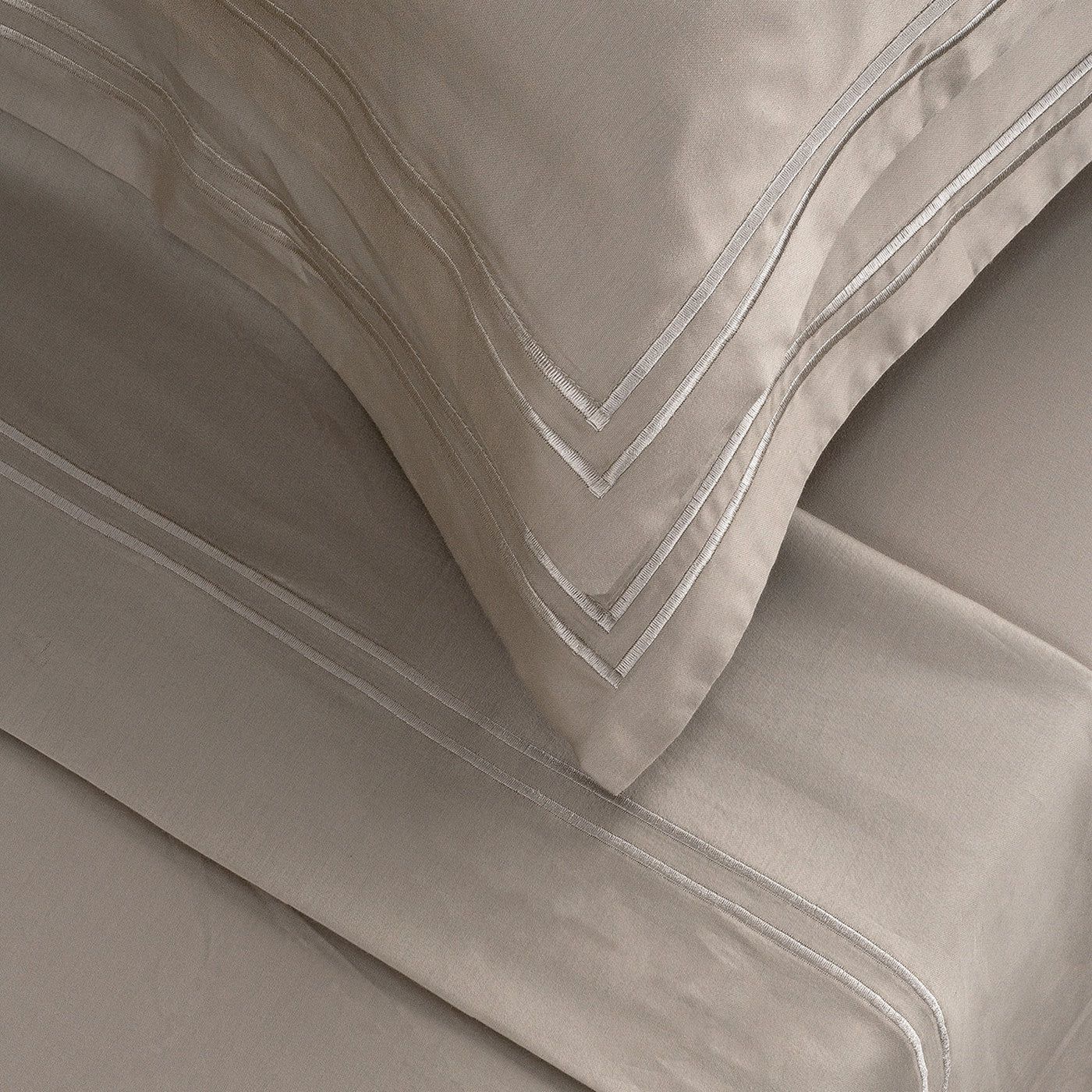 Biarritz - Ensemble De Draps - Satin De Coton - Taupe / Taupe