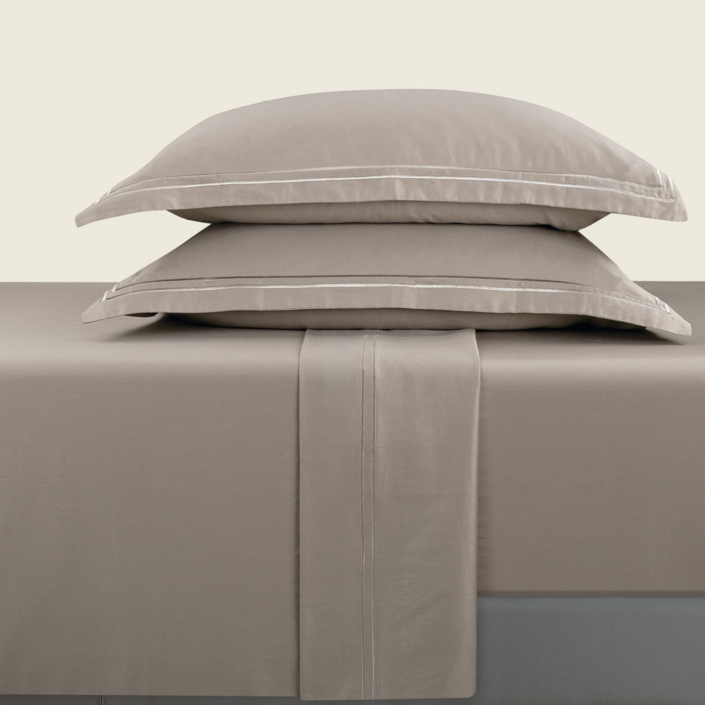 Biarritz - Ensemble De Draps - Satin De Coton - Taupe / Taupe