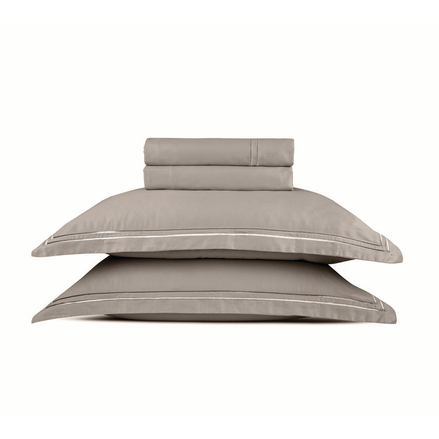 Biarritz - Ensemble De Draps - Satin De Coton - Taupe / Taupe