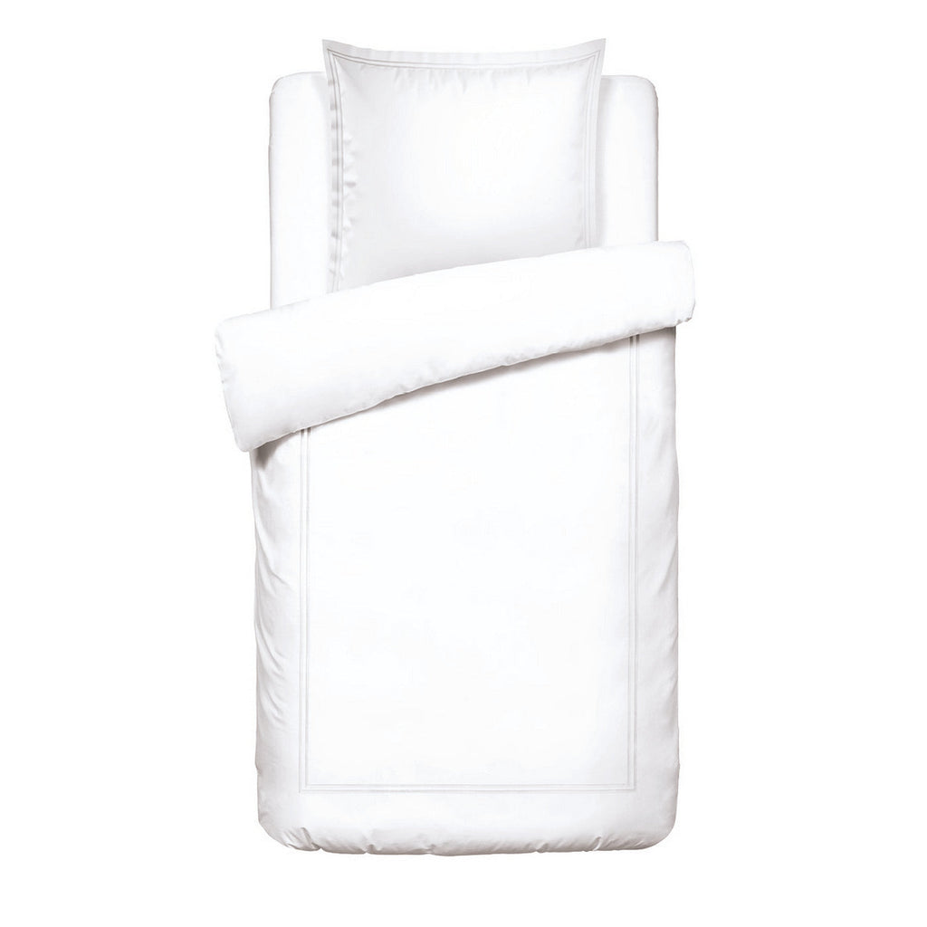 Biarritz - Housse De Couette + 1 Ou 2 Taie(S) D'Oreiller - Satin De Coton - Blanc / Blanc