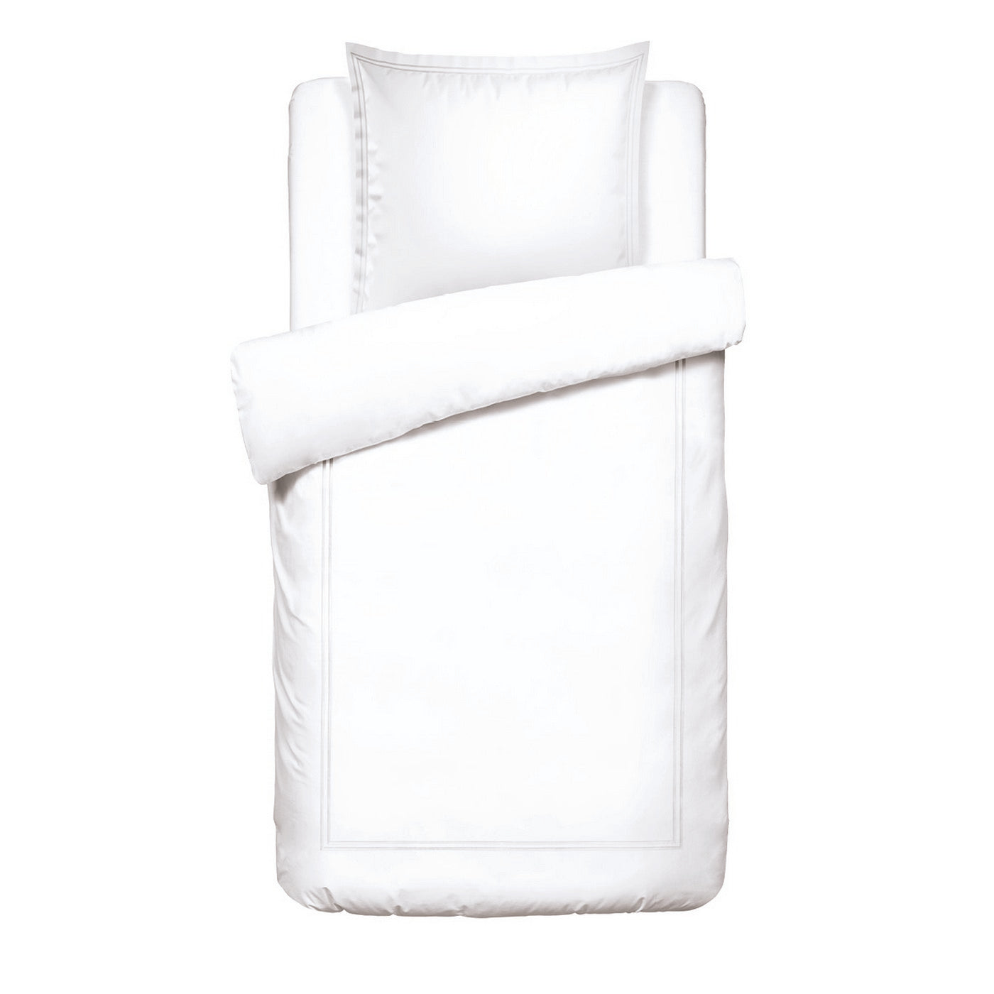 Biarritz - Housse De Couette + 1 Ou 2 Taie(S) D'Oreiller - Satin De Coton - Blanc / Blanc
